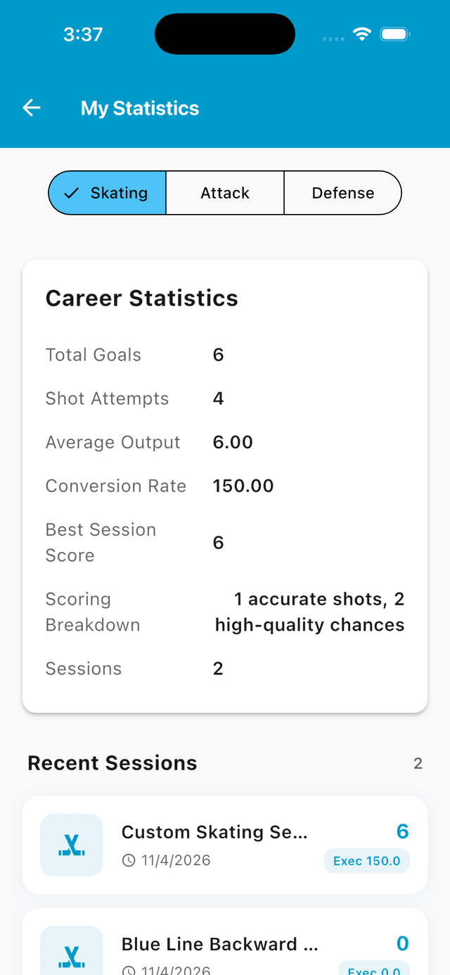 Player statistics screen